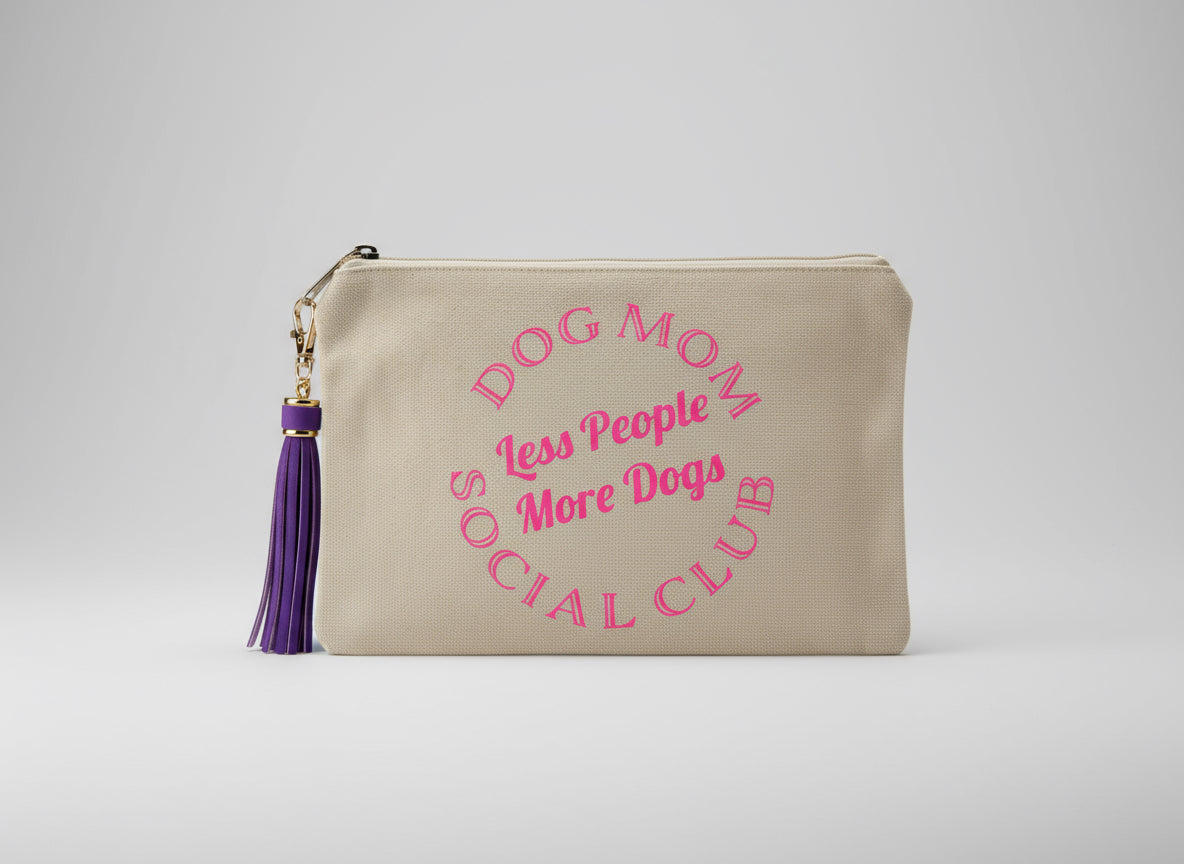 Medium Dog Mom Social Club Canvas Pouch