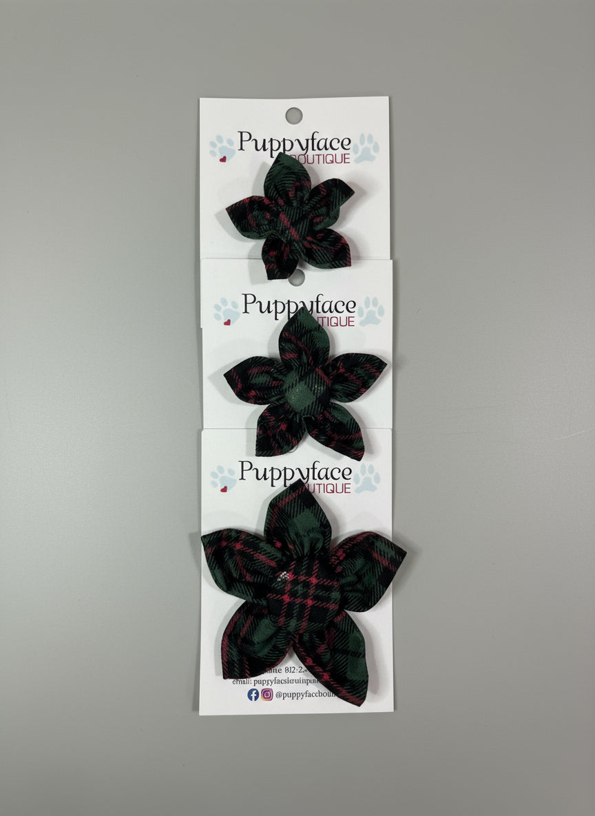 Dark Green Plaid Flower