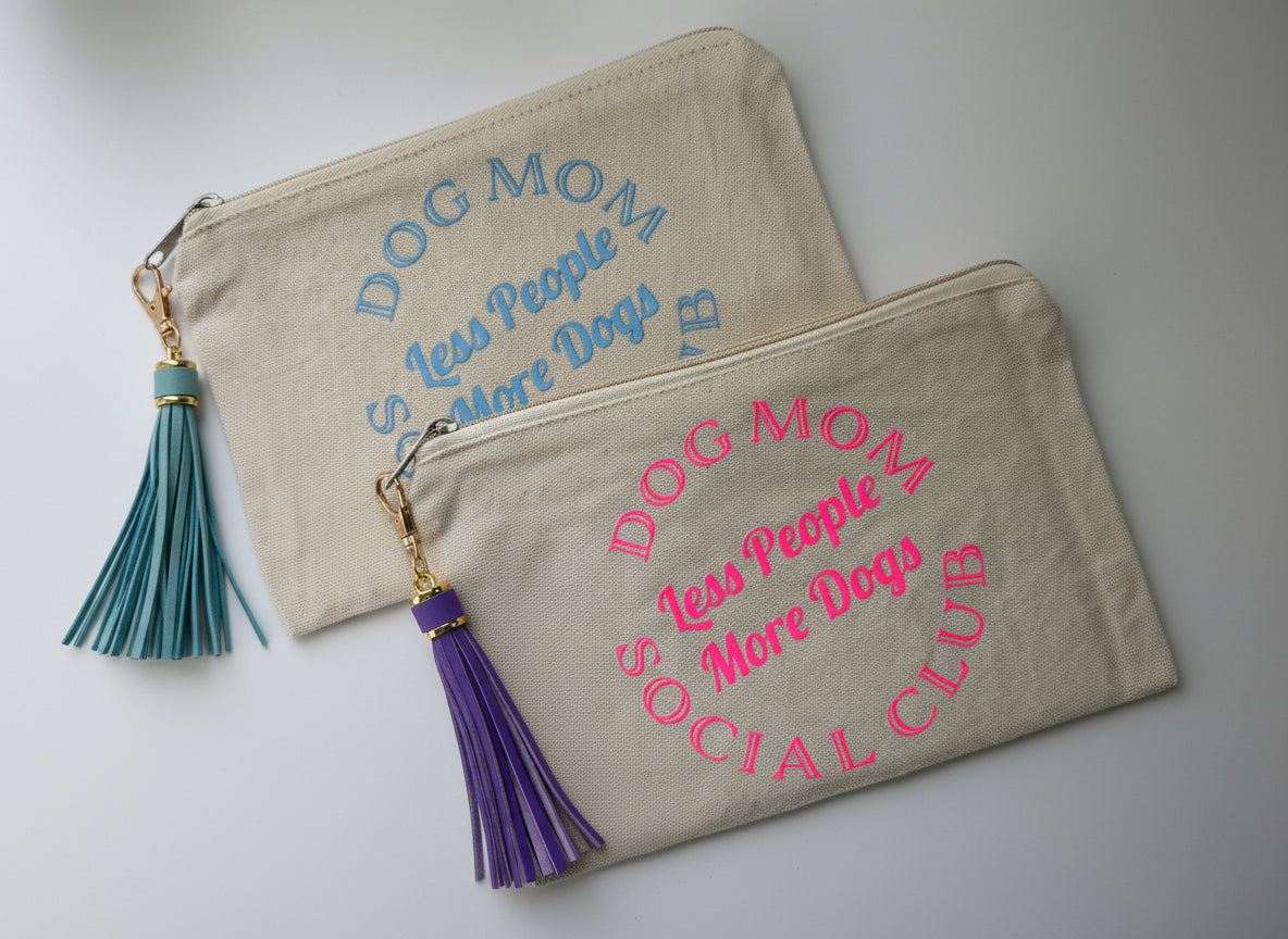 Medium Dog Mom Social Club Canvas Pouch
