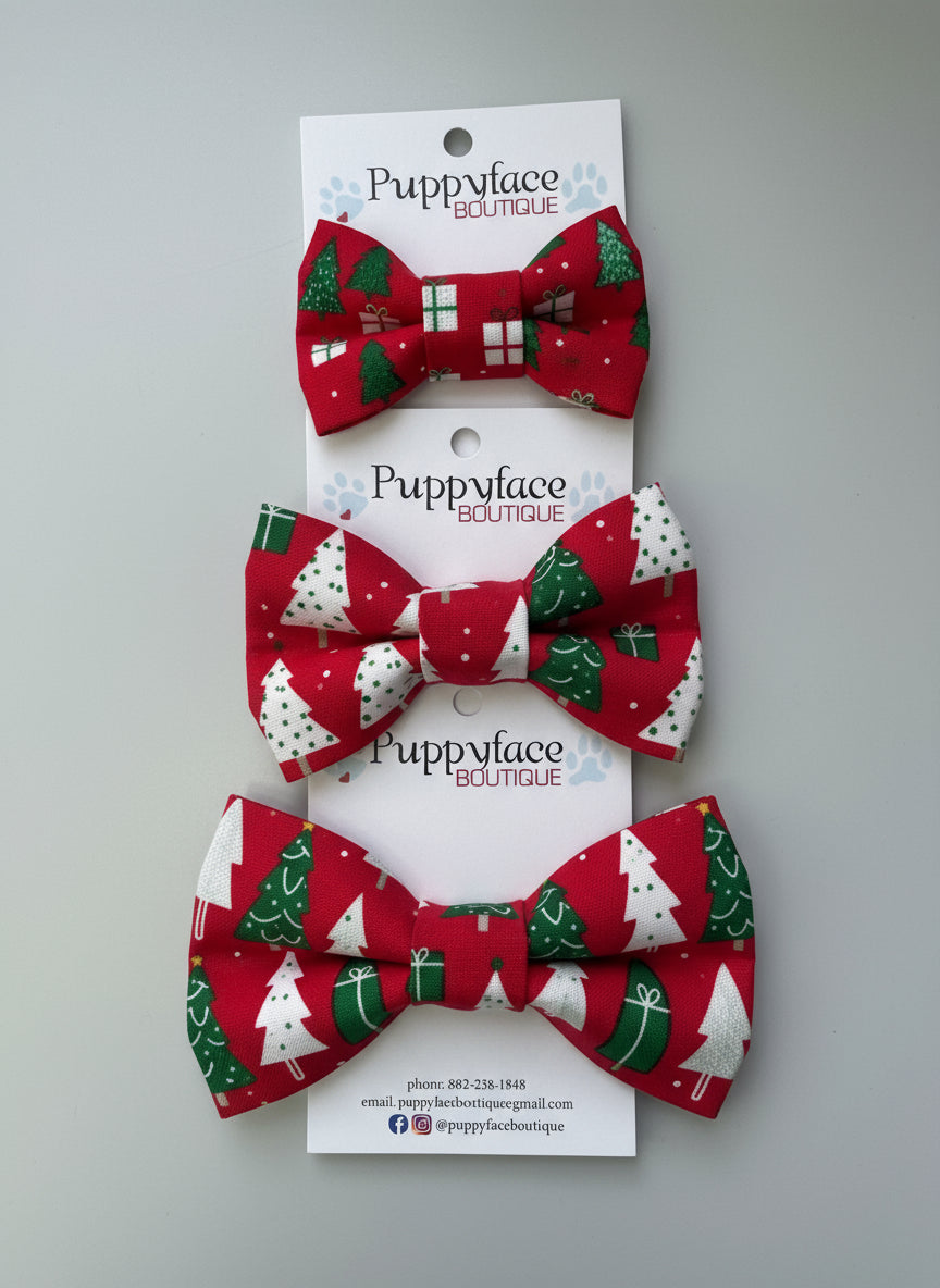Christmas Tree Bow Ties - Red