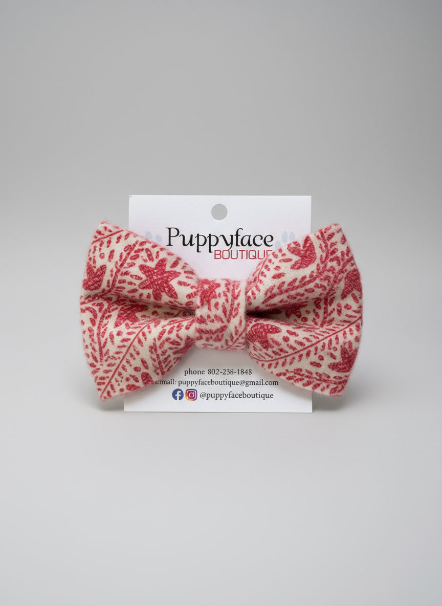 Poinsettia Flannel Bow Tie