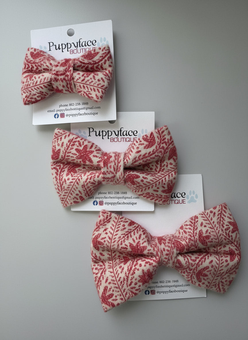 Poinsettia Flannel Bow Tie
