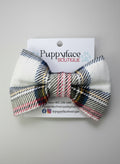 White Tartan Flannel Bow Tie