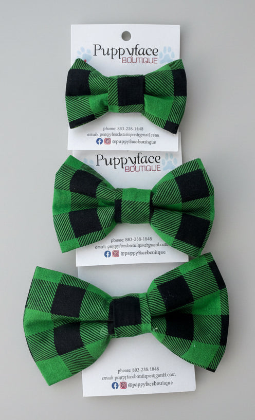 Green Buffalo Plaid Bow Tie