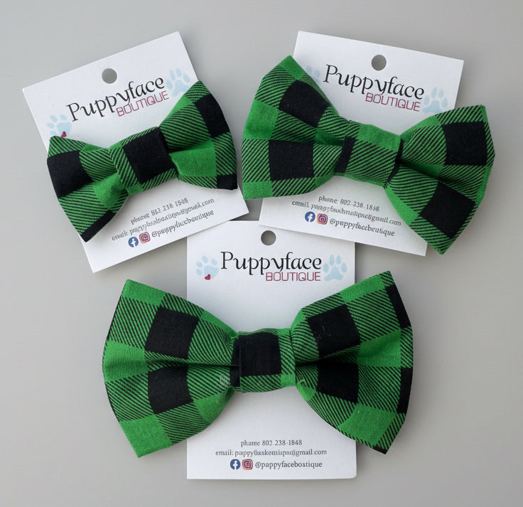 Green Buffalo Plaid Bow Tie